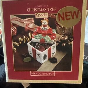 Spode Festive Bear Box with Red and Green Accents